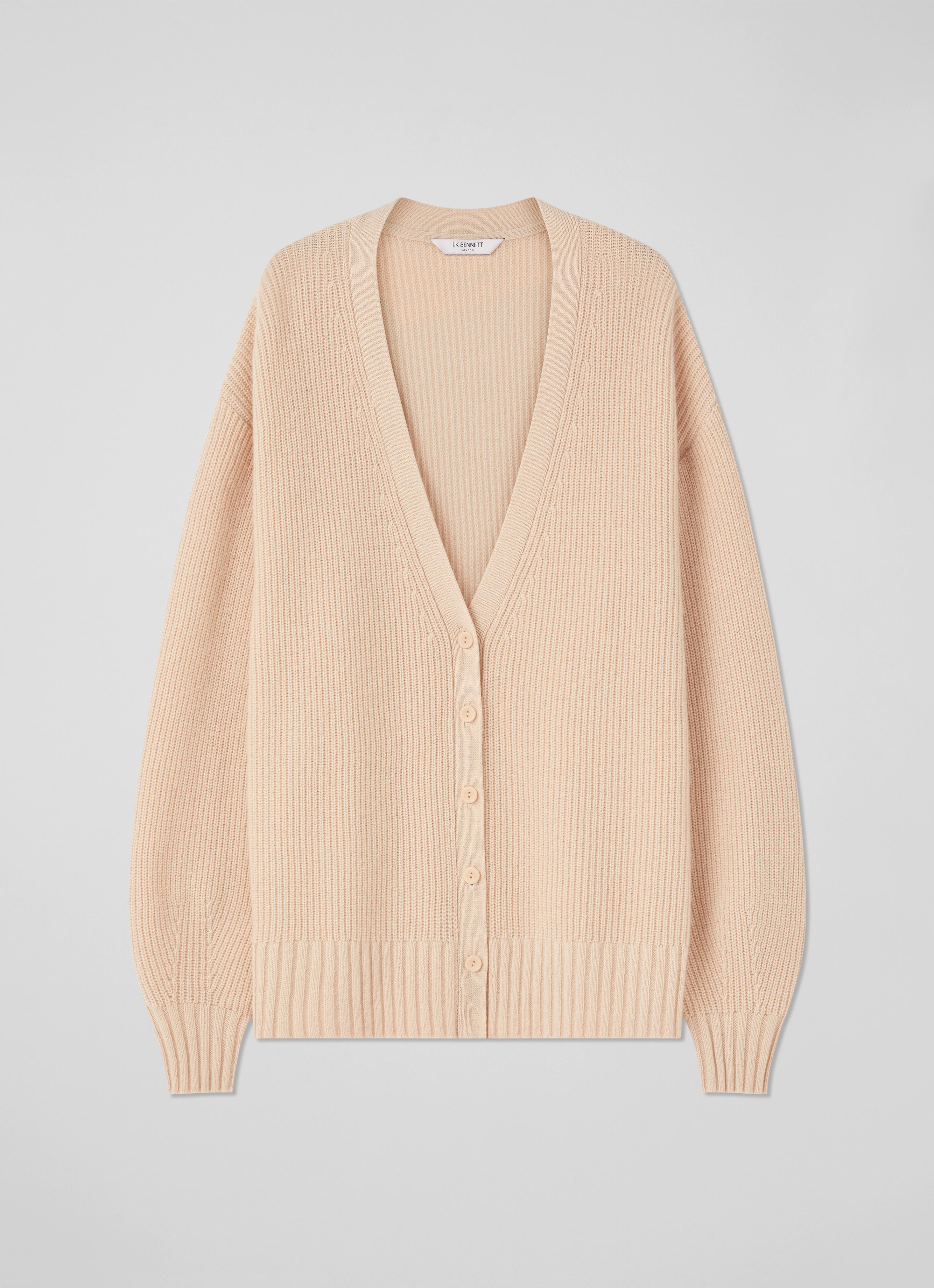 Frances Camel Longline Recycled Nylon Fisherman Rib Cardigan